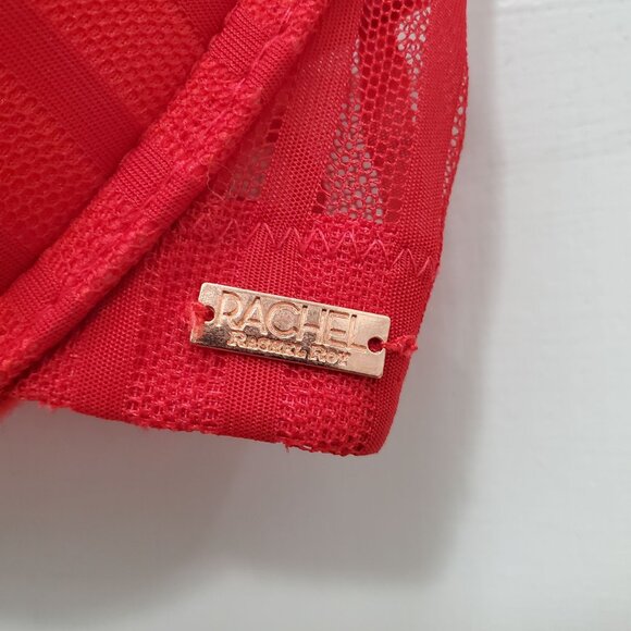 RACHEL Rachel Roy‎ #RR126AX Red Mesh Stripe Underwire Perfect Push Up Bra Sz 38C - Picture 2 of 7